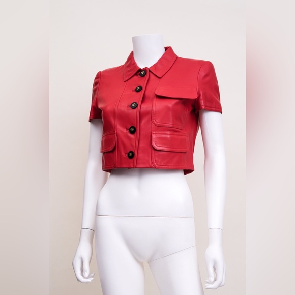 Chanel Red Leather Jacket from 1995 - Picture 4 of 7